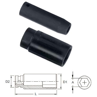 Genius Tools 497836 1/2"-os 6 lapú gépi dugókulcs fej, hosszított kivitel, 1-1/8" termék fő termékképe