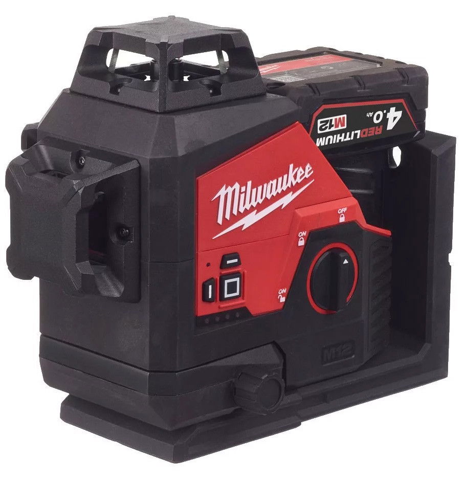 Milwaukee M12 3PL-401C akkus 360° 3 síkú lézer, zöld (1 x 4.0 Ah Li-ion akkuval, kofferben)  (PROMO) termék fő termékképe