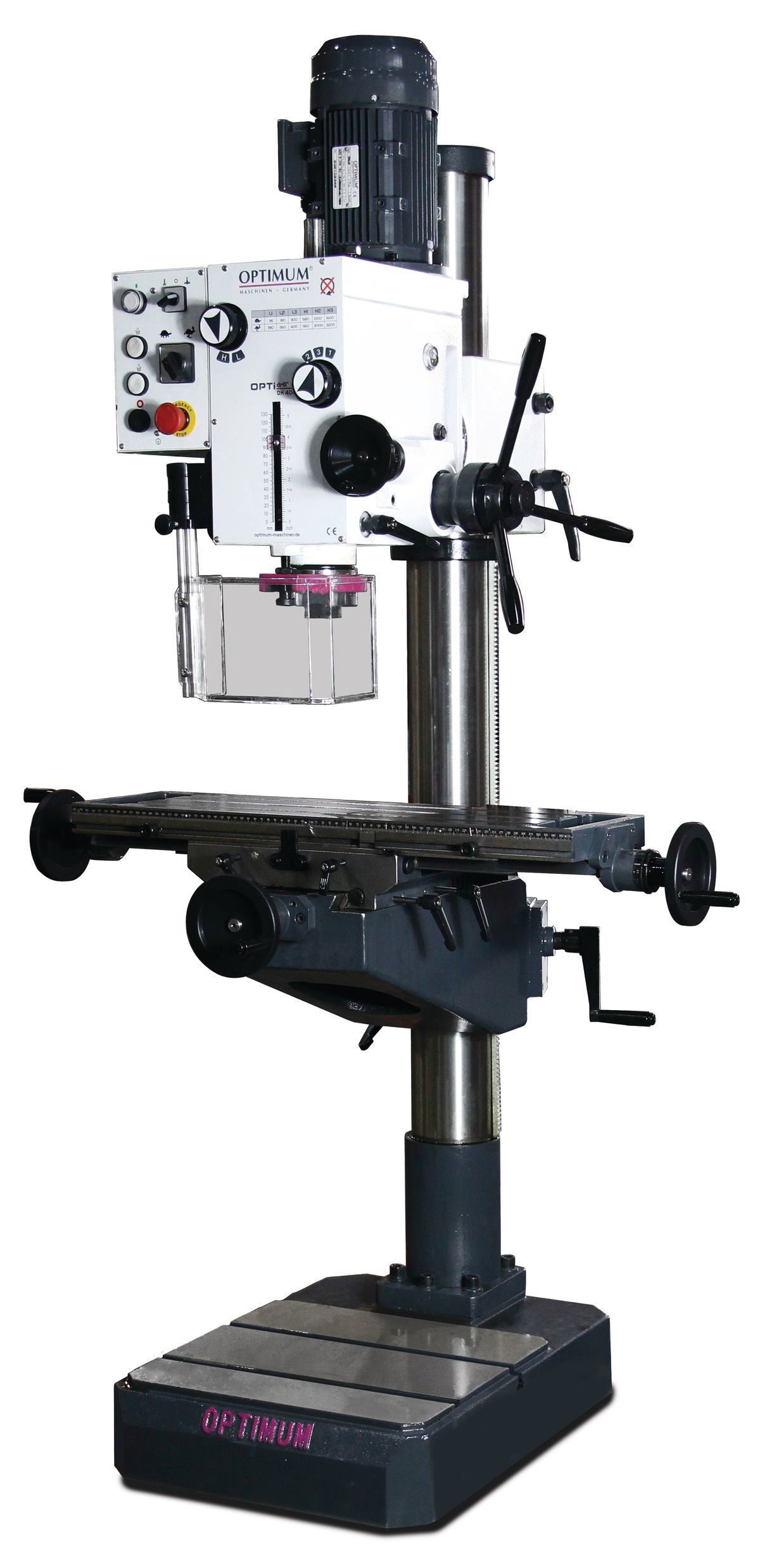 OPTIMUM Hajtóműves fúrógép OPTIdrill DH 40 CT keresztasztallal (átm. 32mm, 1,1/1,5kW/400V) termék fő termékképe