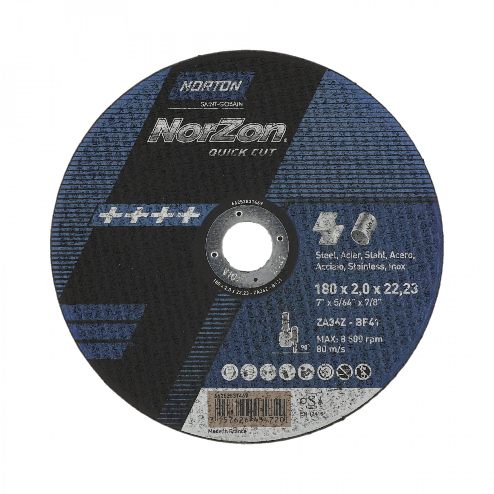 Norton Norzon Quick Cut vágókorong 180x2,0x22,23 mm ZA36Z, 25 db/csomag termék fő termékképe