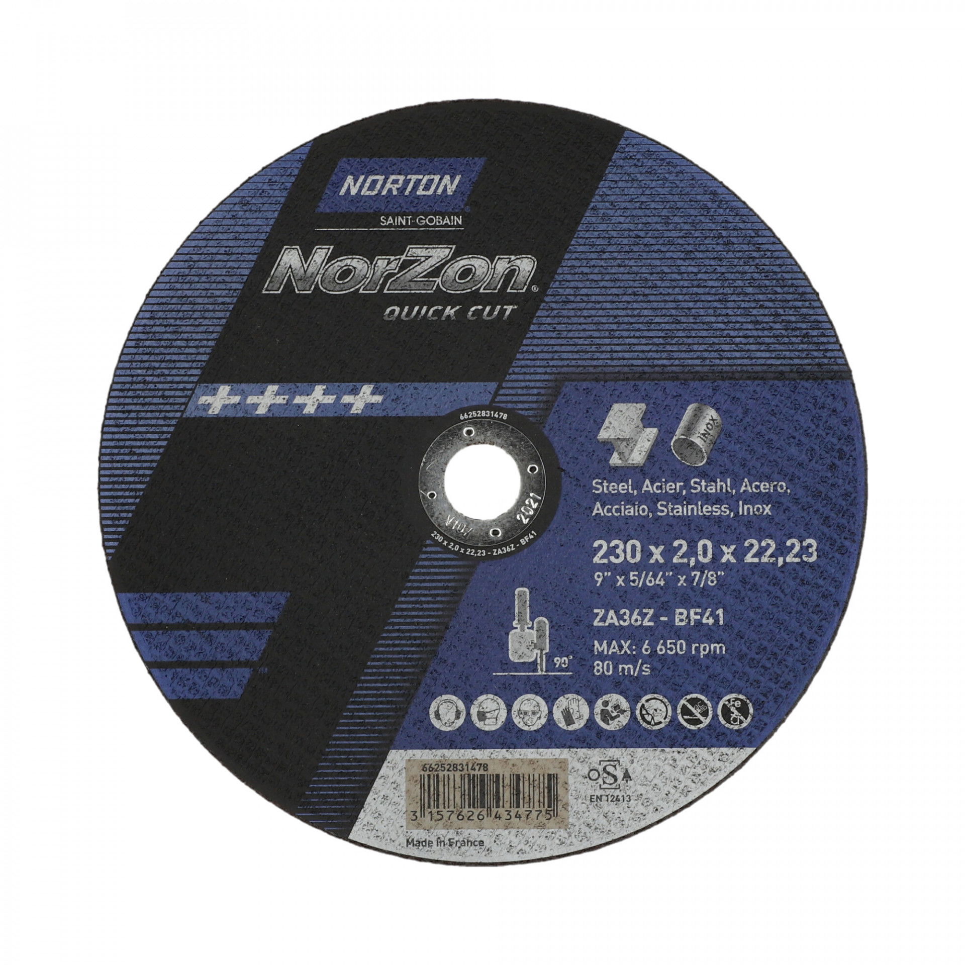Norton Norzon Quick Cut vágókorong 230x2,0x22,23 mm ZA36Z, 25 db/csomag termék fő termékképe