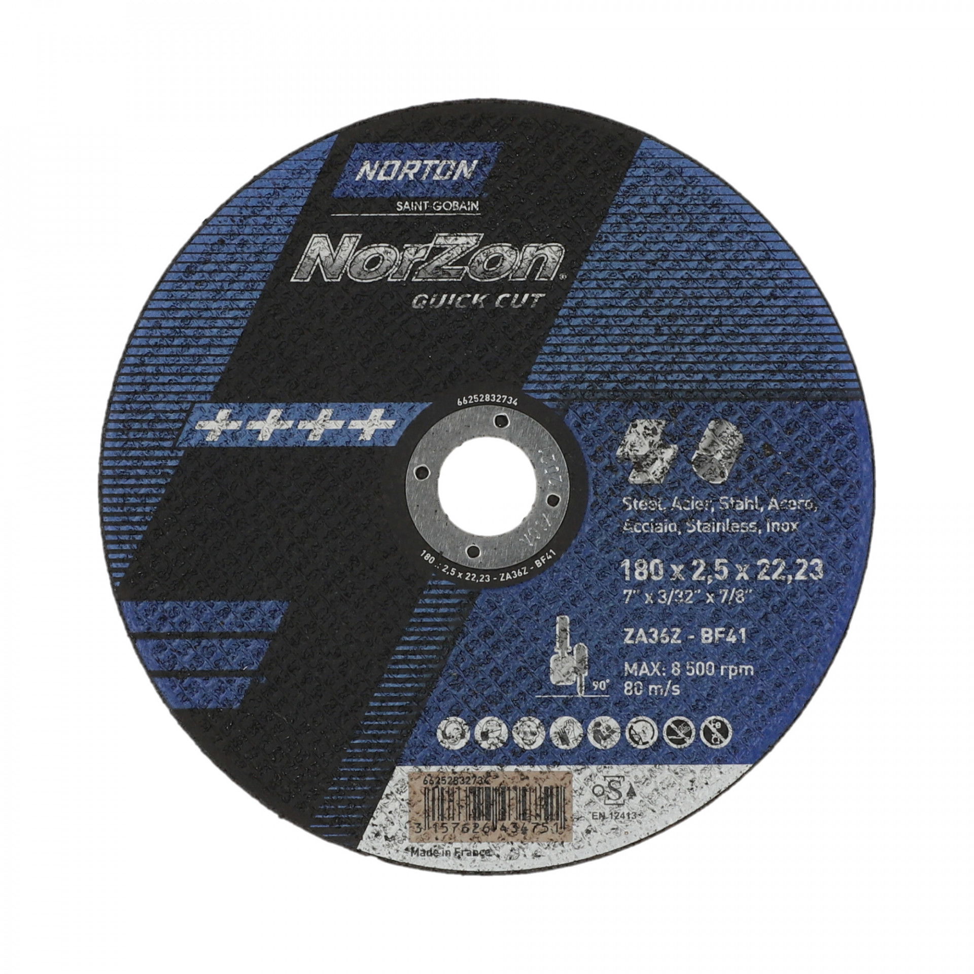 Norton Norzon Quick Cut vágókorong 180x2,5x22,23 mm ZA36Z, 25 db/csomag termék fő termékképe