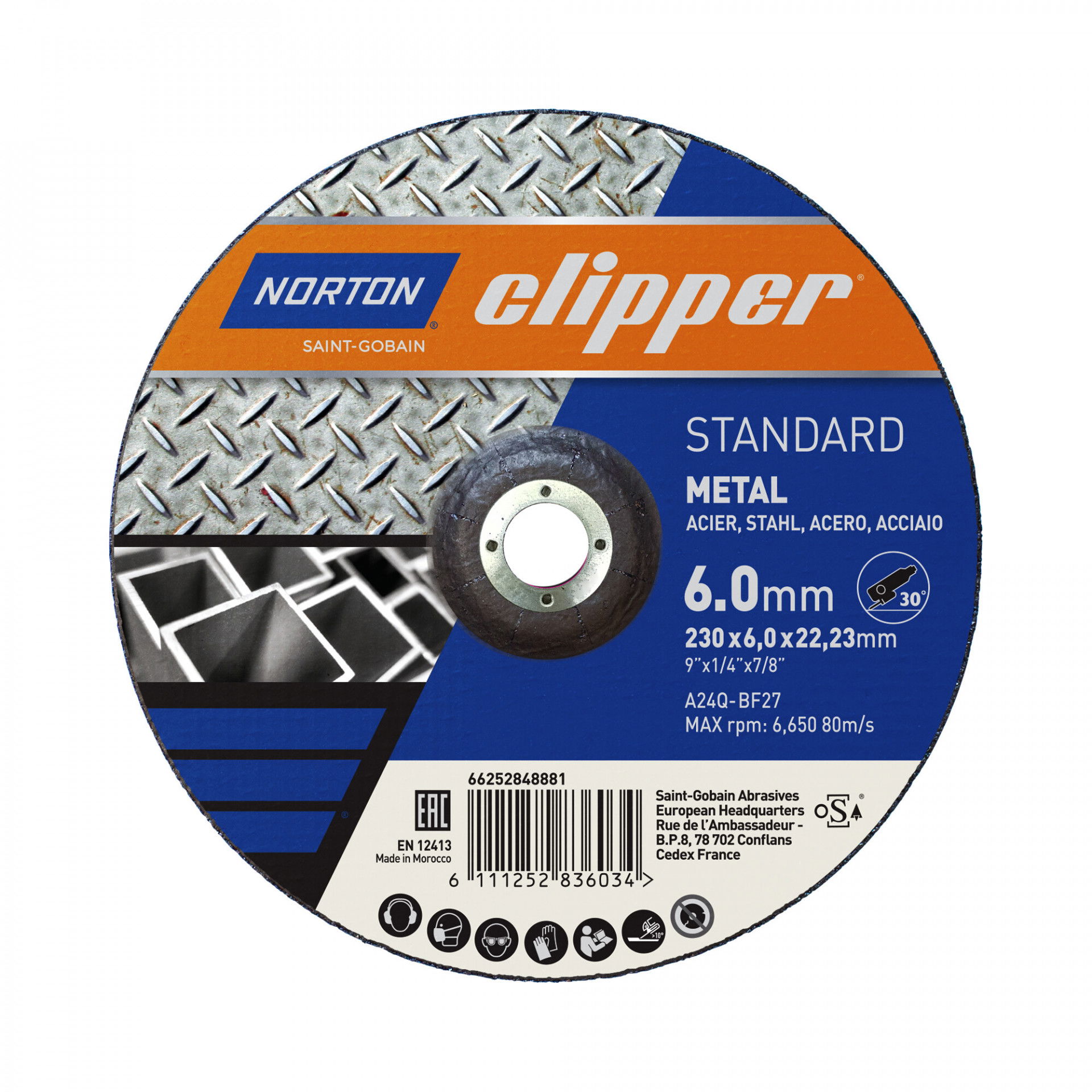 Norton Clipper fém-inox tisztítókorong 230x6,0x23,23mm, 10 db/csomag termék fő termékképe