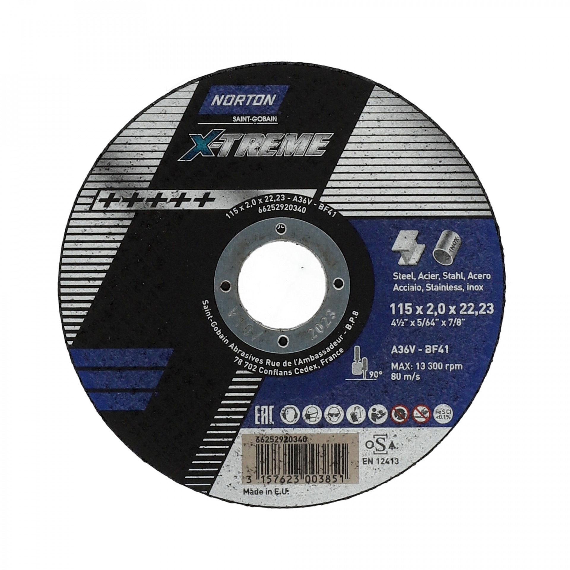 Norton X-Treme Life fém-inox vágókorong 115x2,0x22,23mm A36V, 25 db/csomag termék fő termékképe