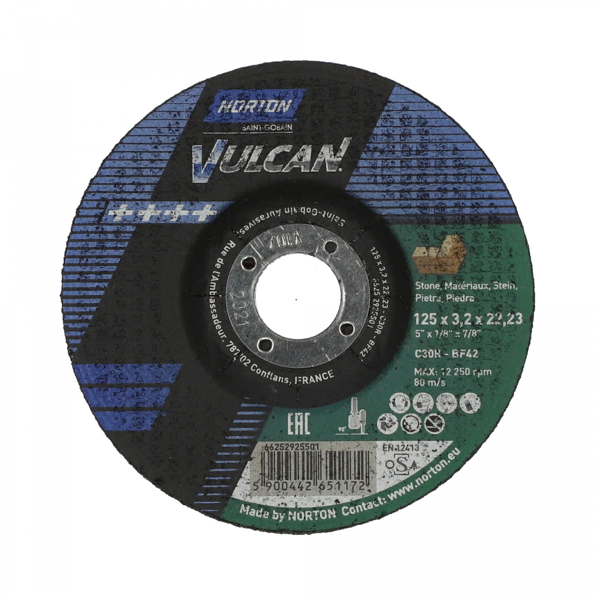 Norton Vulcan Norton Vulkán kő vágókorong 125x3,2x22,23mm C30R, 25 db/csomag termék fő termékképe