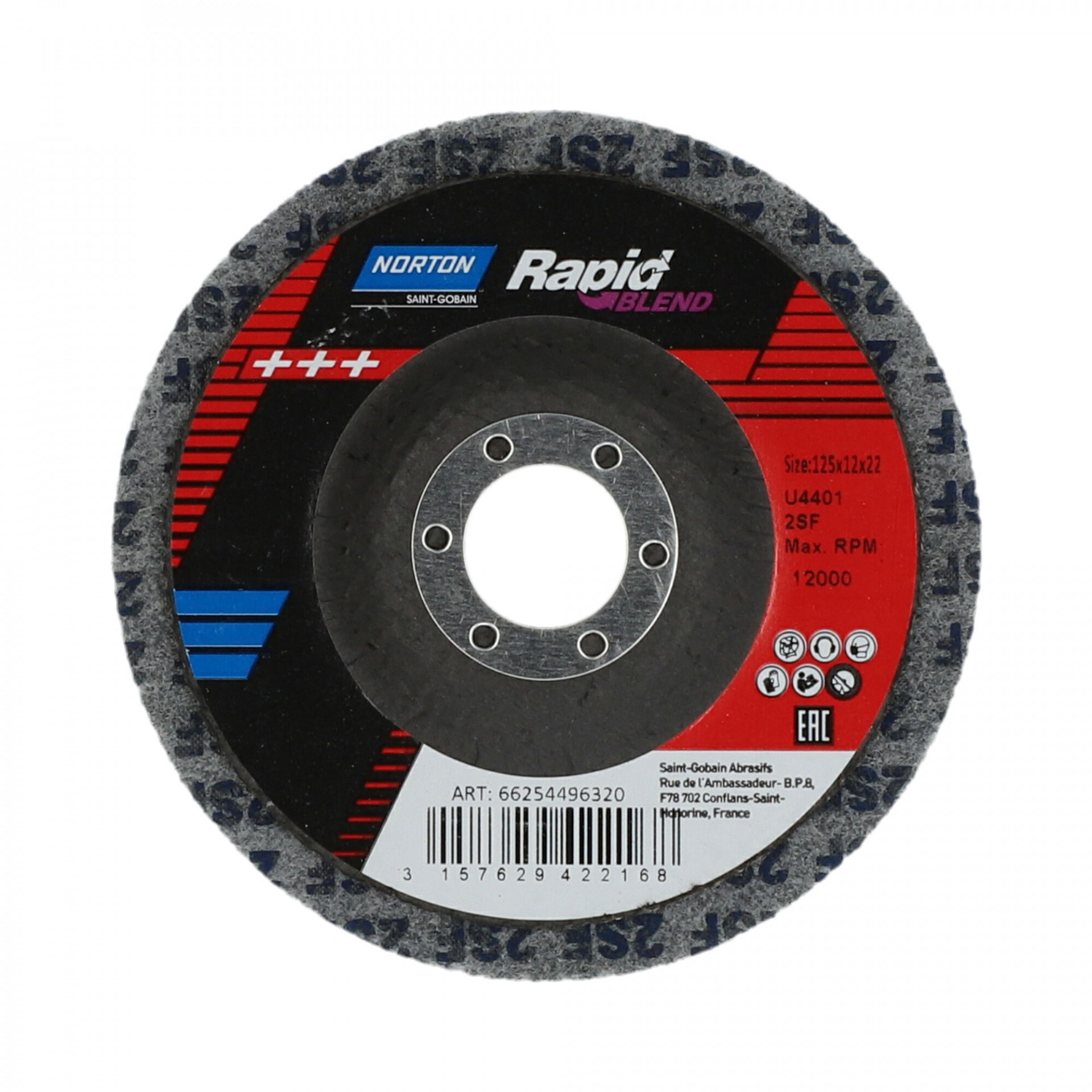 Norton Rapid Blend NEX DPC tisztítókorong Ø125x12x22 mm NEX2SF, 10 db/csomag termék fő termékképe