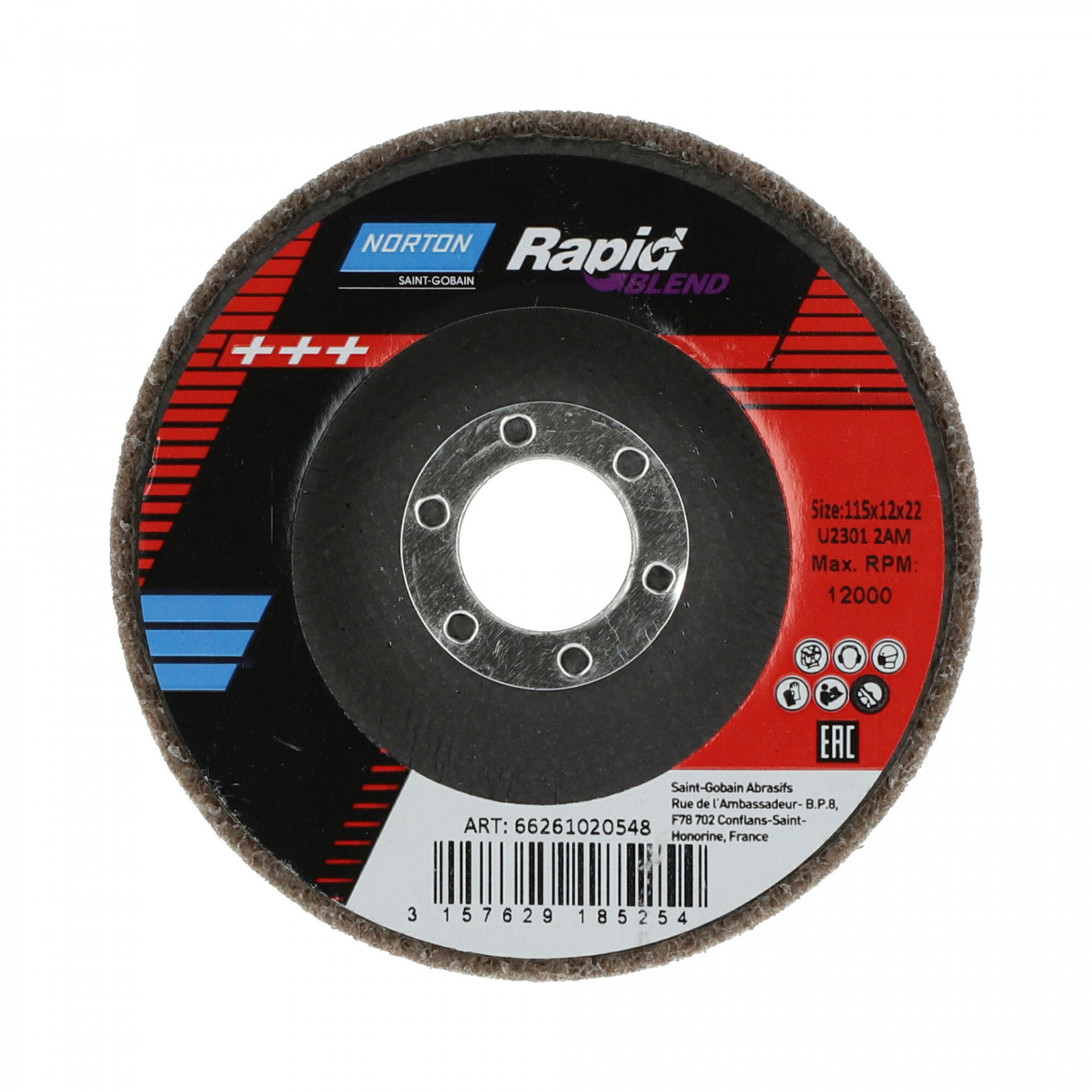 Norton Rapid Blend NEX DPC tisztítókorong Ø115x12x22 mm NEX2AM, 10 db/csomag termék fő termékképe