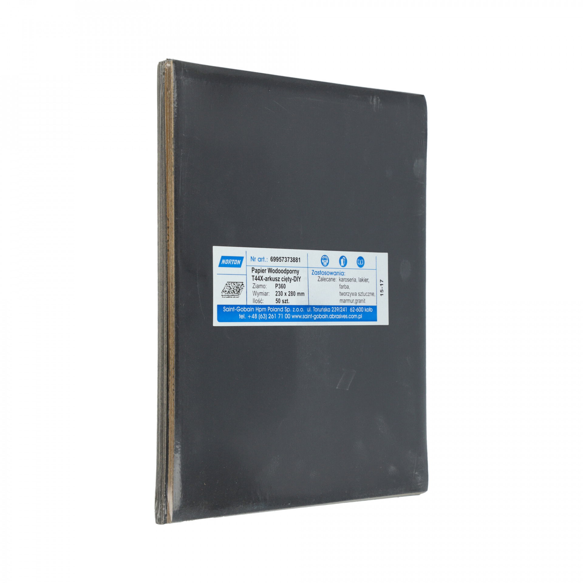 Norton T44X vízálló csiszolópapír 230x280mm P360, 50db/csomag termék fő termékképe