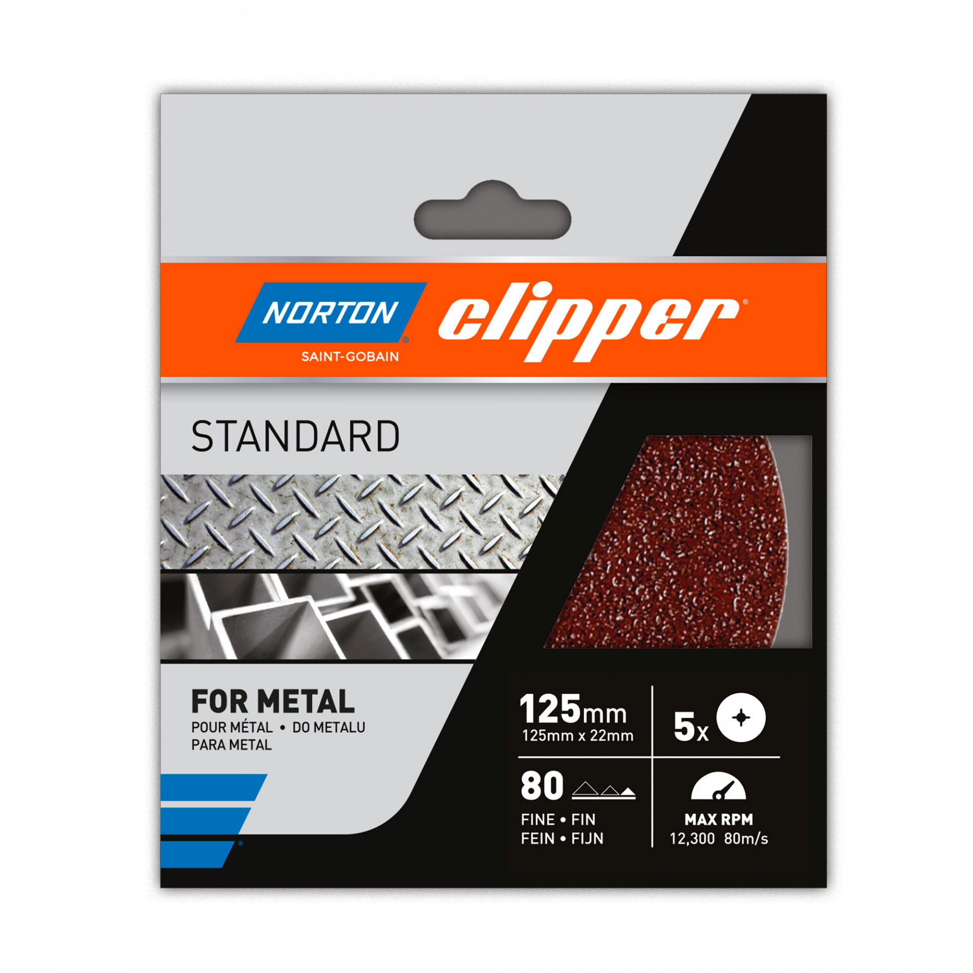 Norton Clipper Standard fíbertárcsa Ø125x22mm P80, 5 db/csomag termék fő termékképe