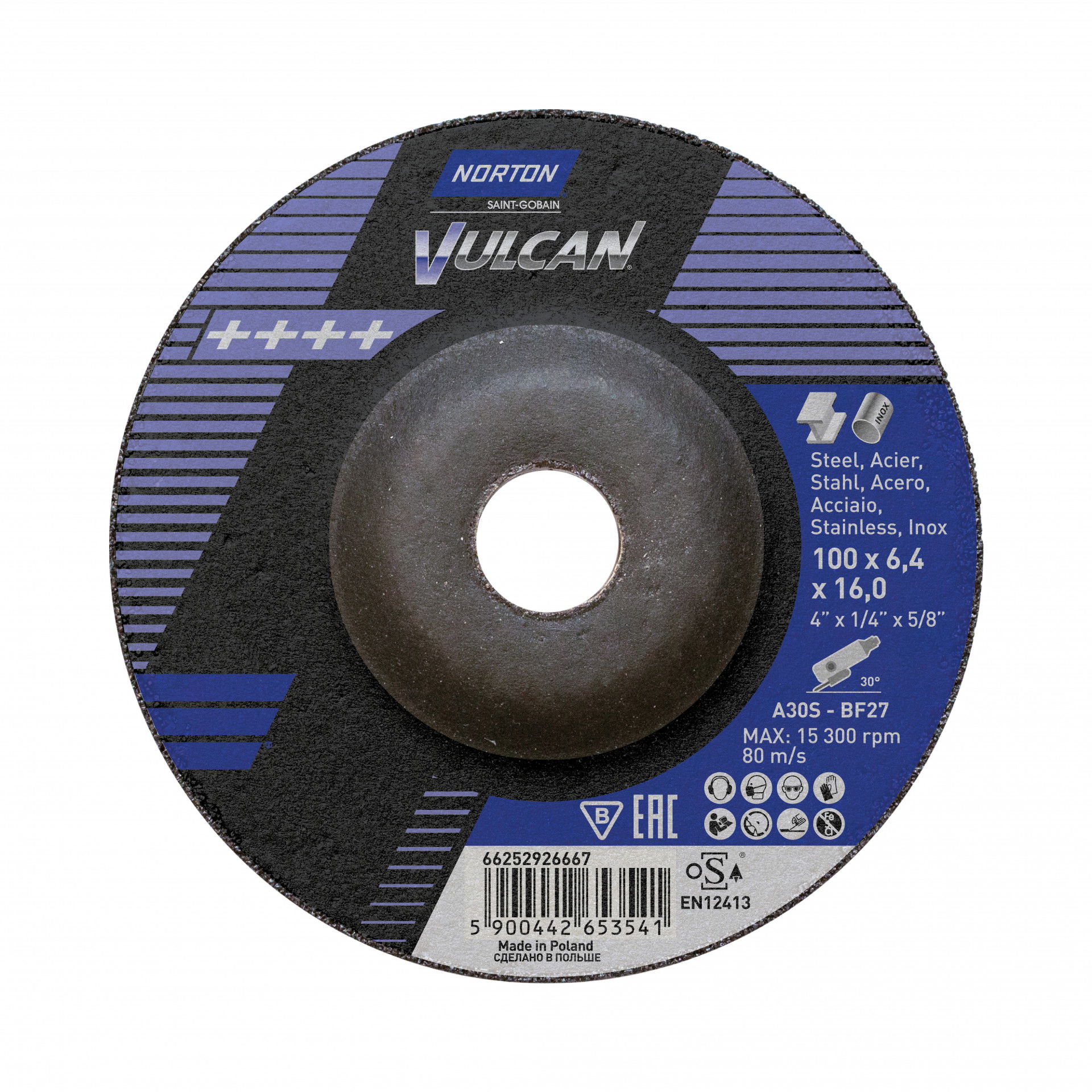 Norton Vulcan fém tisztítókorong 100x6,4x223,23mm, 10 db/csomag termék fő termékképe