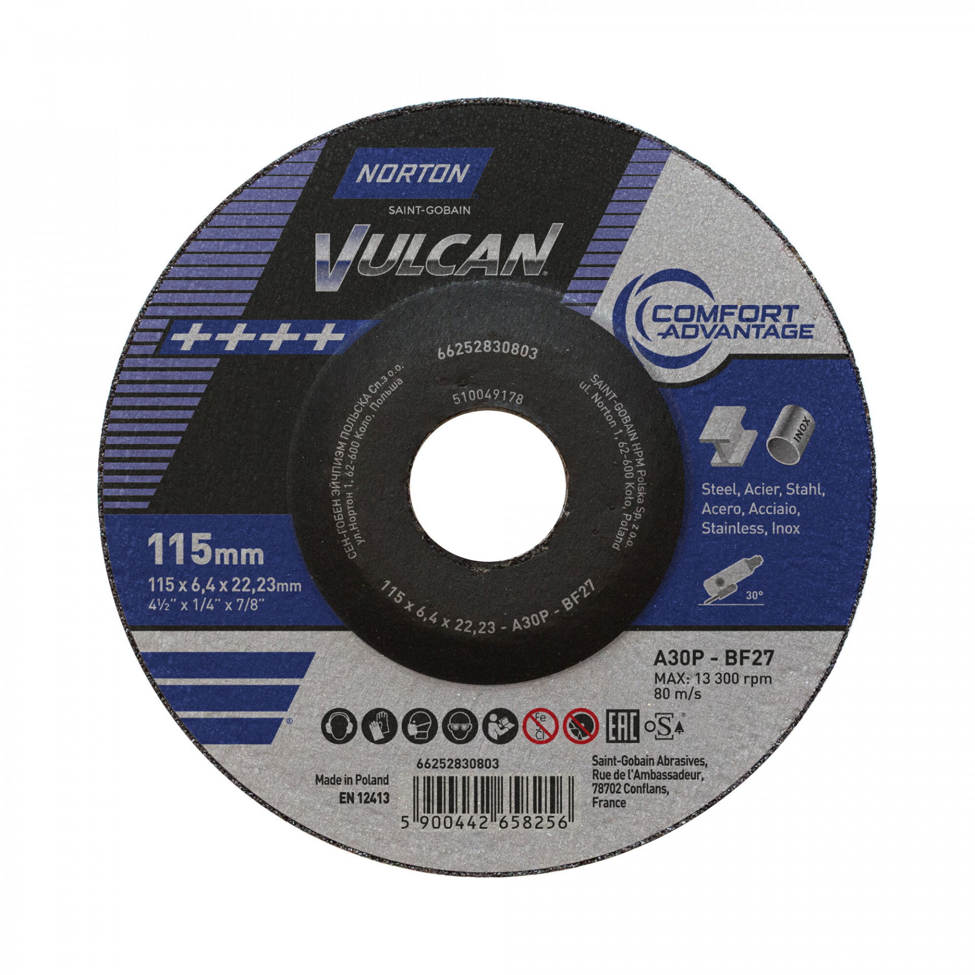 Norton Vulcan Comfort fém tisztítókorong 115x6,4x22,23mm, 10 db/csomag termék fő termékképe