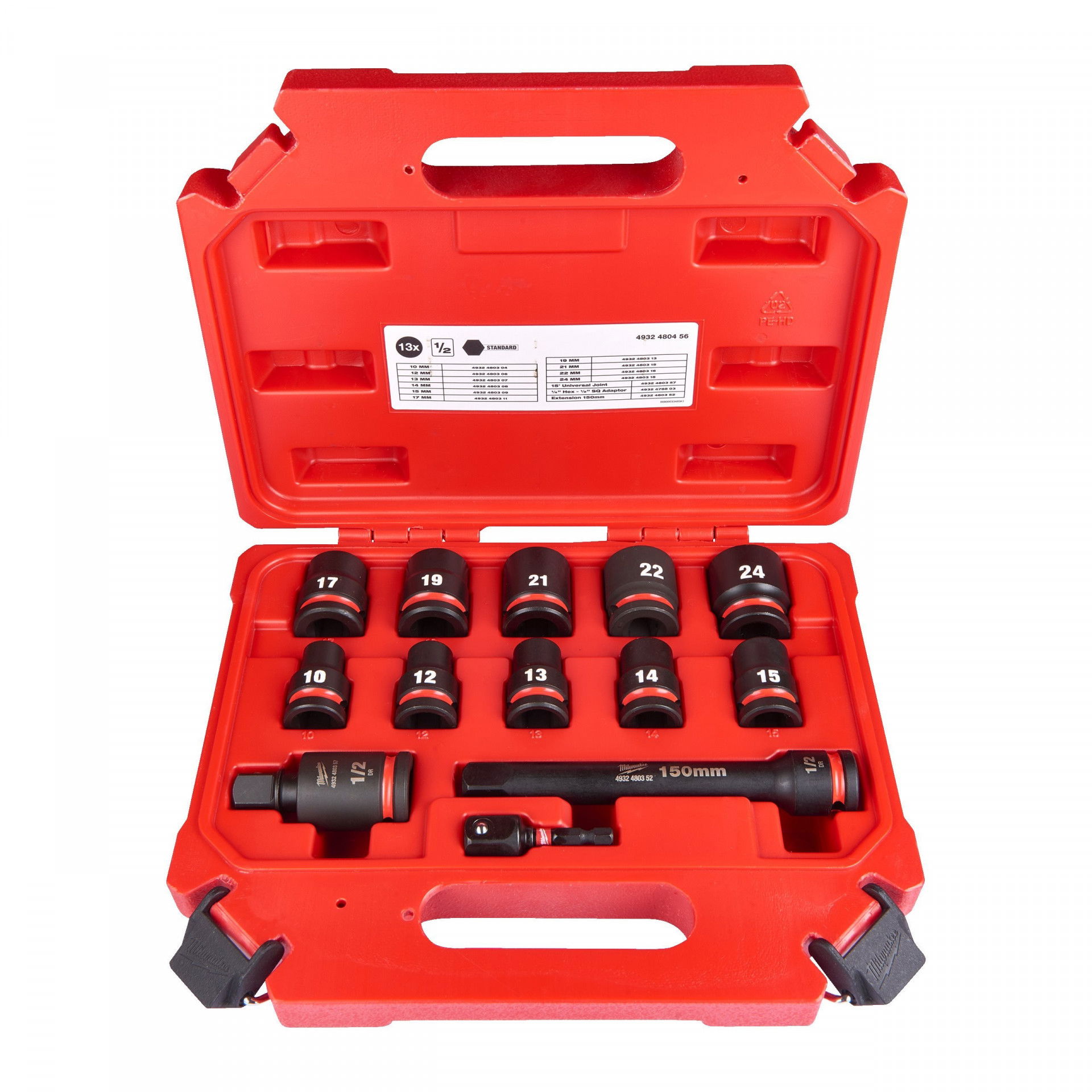 Milwaukee Shockwave Impact Duty™ 1/2"-os gépi dugókulcs készlet, rövid, 6-lapú, 13 darabos termék fő termékképe