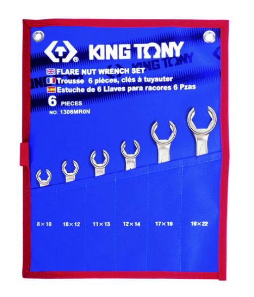 King Tony 6 részes fékcsőkulcs készlet 8-22mm 1306MRN termék fő termékképe
