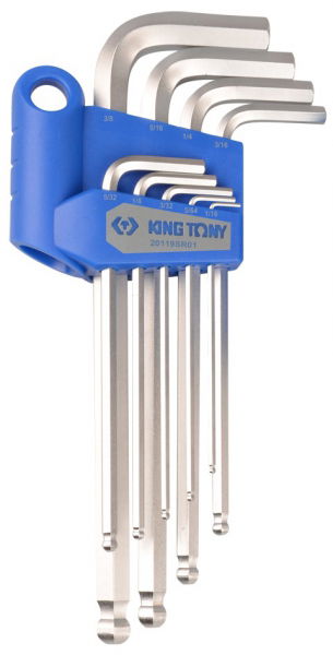 King Tony 9 részes gömbvégű hosszú imbuszkulcs készlet SAE 20129SR termék fő termékképe