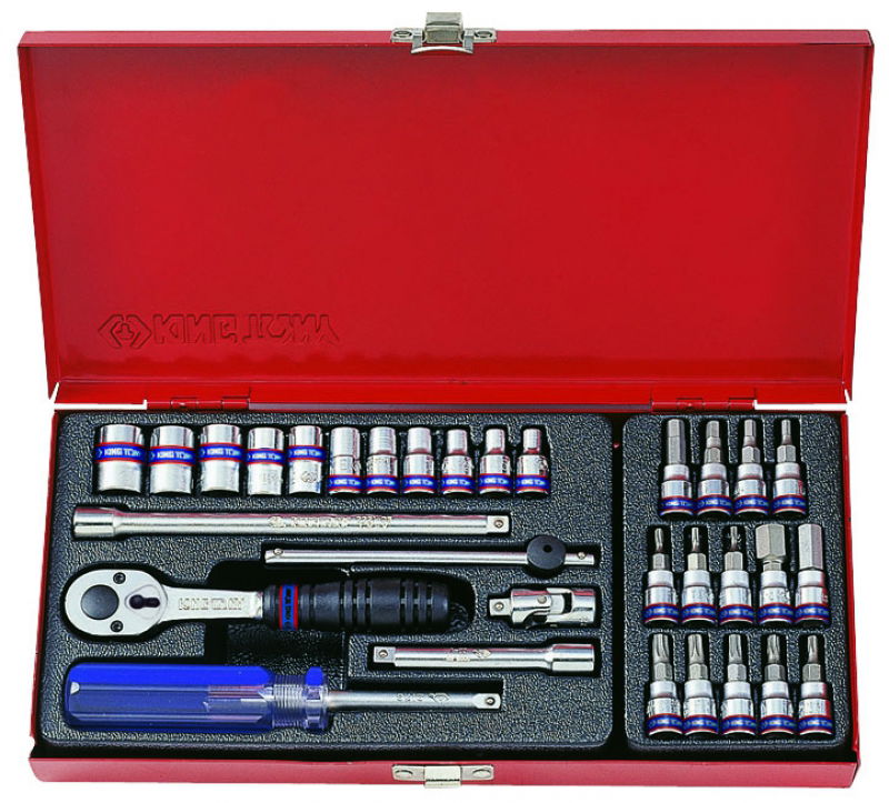 King Tony 31 részes 1/4˝-os dugókulcs- & bitfej készlet 2531MR termék fő termékképe