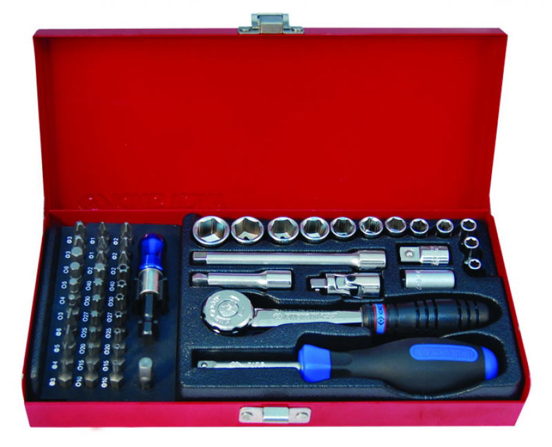 King Tony 51 részes1/4˝-os kézi dugókulcs & bitkészlet 6* 2551MR termék fő termékképe