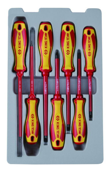 King Tony 7 részes csavarhúzó készlet szigetelt lapos/négyszög 30607MR02 termék fő termékképe