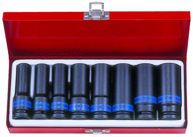 King Tony 8 részes 1/2˝-os gépi hosszú dugókulcs készlet 4410MP termék fő termékképe