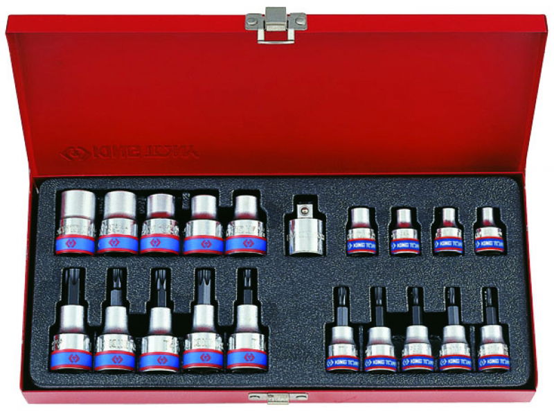 King Tony 20 részes 1/2˝& 3/8˝-os torx dugókulcs-& bitkészlet 7120PR termék fő termékképe