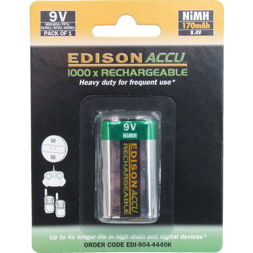 Edison 9V NIMH RECHARGEABLE 170MAHBATTERY termék fő termékképe