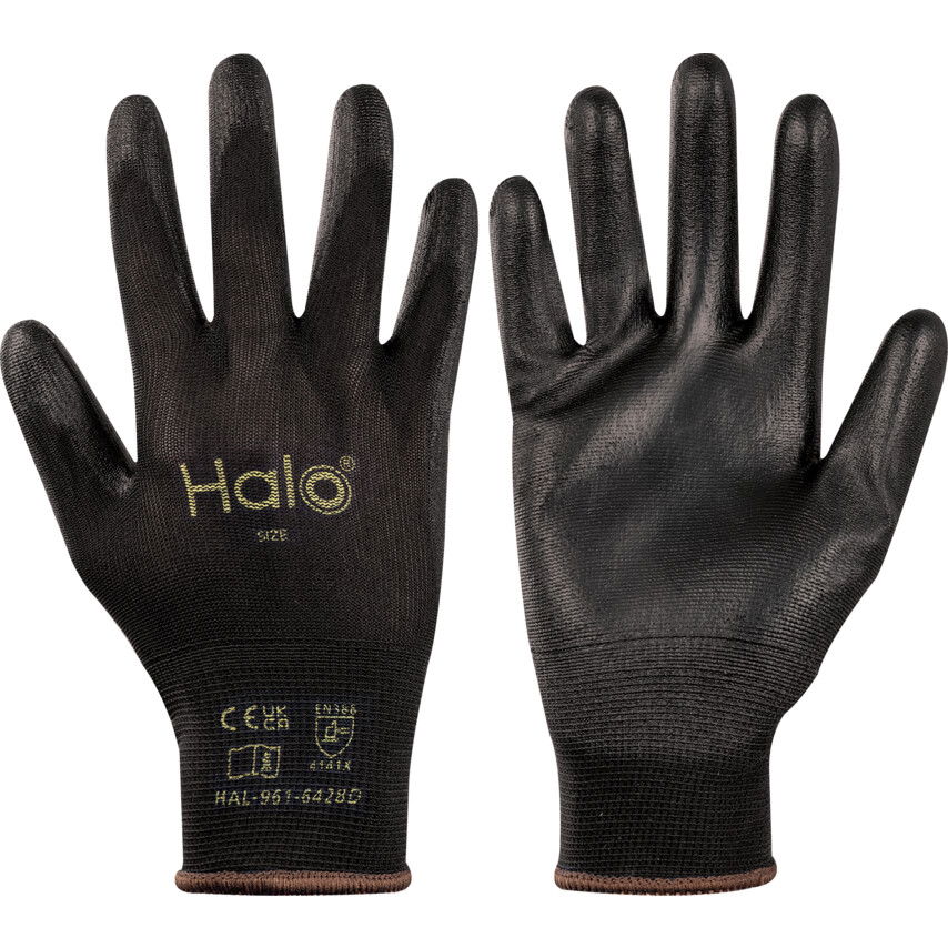 Halo TUFFLITE PU BORÍTÁSÚ KESZTYŰ NEJLONBÉLÉSSEL  FEKETE SZ-10 termék fő termékképe