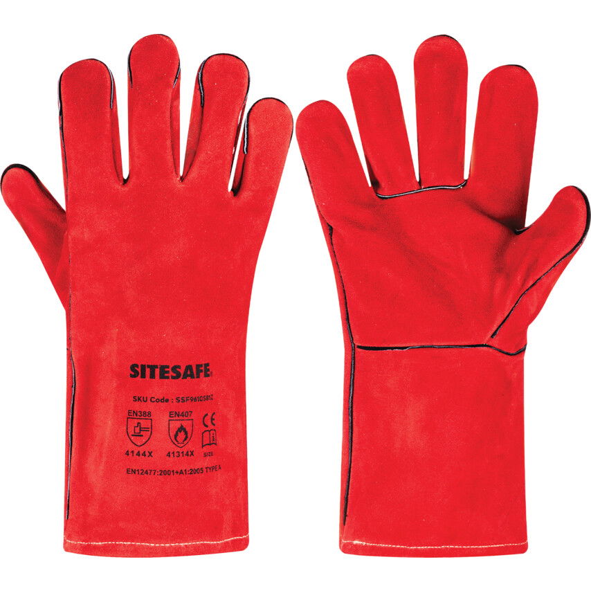 Sitesafe Piros hasított bőr hegesztőkesztyű (12-es méret) termék fő termékképe