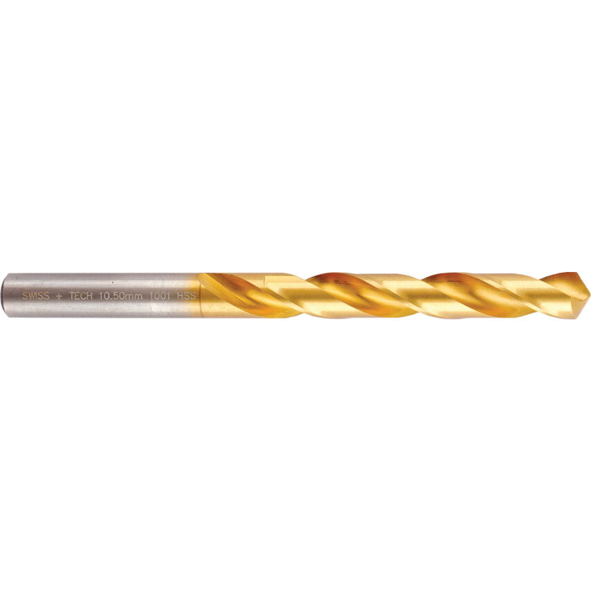 SwissTech 10.50MM NORMÁL HOSSZÚ HSS CSIGAFÚRÓ TIN BEVONATTAL termék fő termékképe
