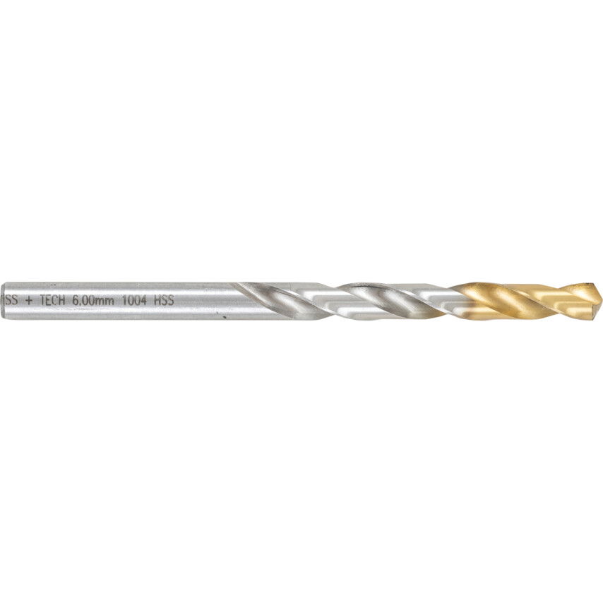 SwissTech 6.00MM NORMÁL HOSSZÚ FÉNYES HSS CSIGAFÚRÓ TIN BEVONATÚ HEGGYEL termék fő termékképe