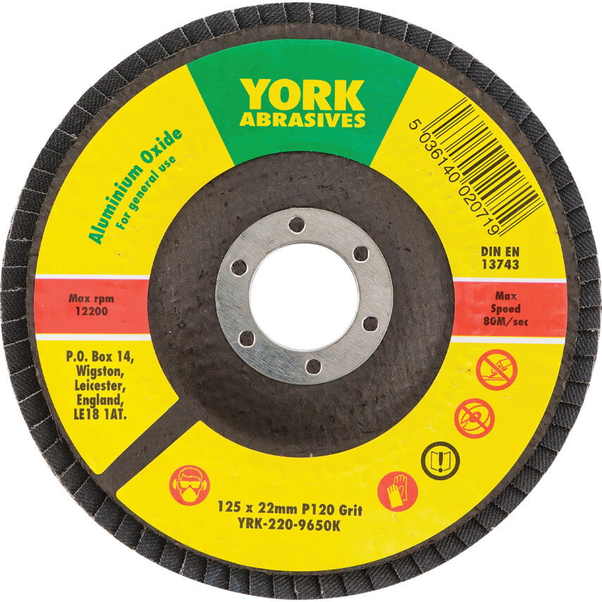 York 127X22MM AL-OX LAMELLÁS CSISZOLÓTÁRCSA ÜVEGSZÁLAS TÁNYÉRON P120 termék fő termékképe