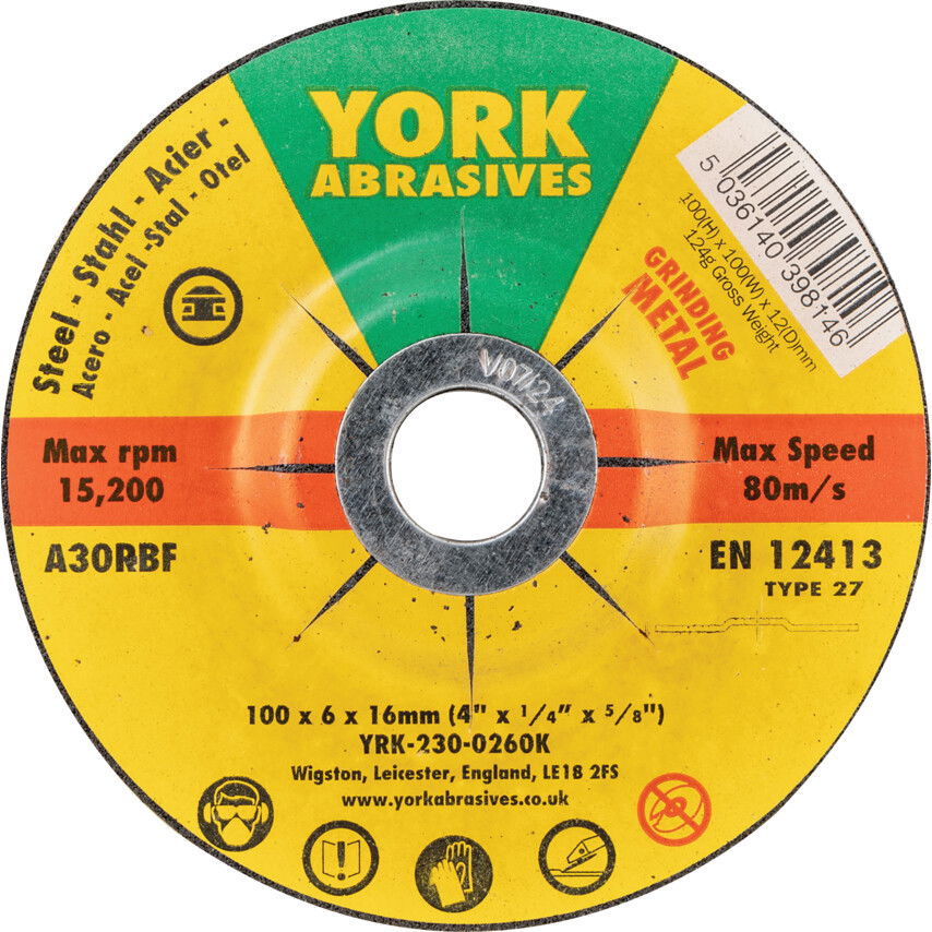 York 100X6X16 A30RBF DPC TISZTÍTÓKORONG, T27 termék fő termékképe