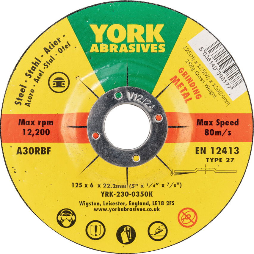 York 125X6X22.23 A30RBF DPC TISZTÍTÓKORONG, T27 termék fő termékképe