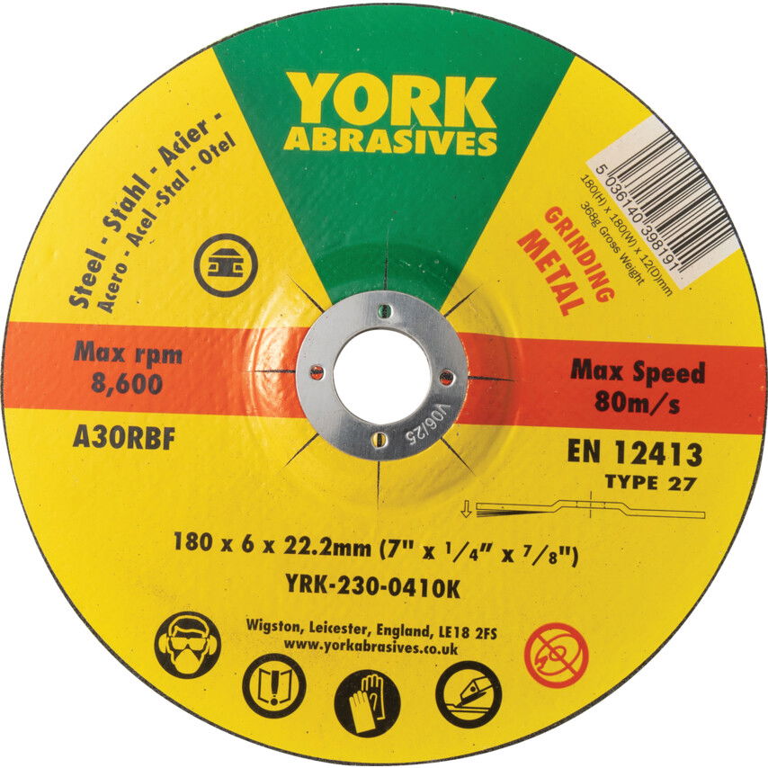 York 180X6X22.23  A30RBF DPC TISZTÍTÓKORONG, T27 termék fő termékképe