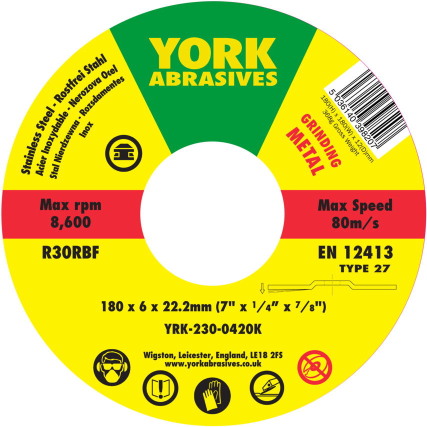 York 180X6X22.23 R30RBF DPC TISZTÍTÓKORONG, T27 termék fő termékképe