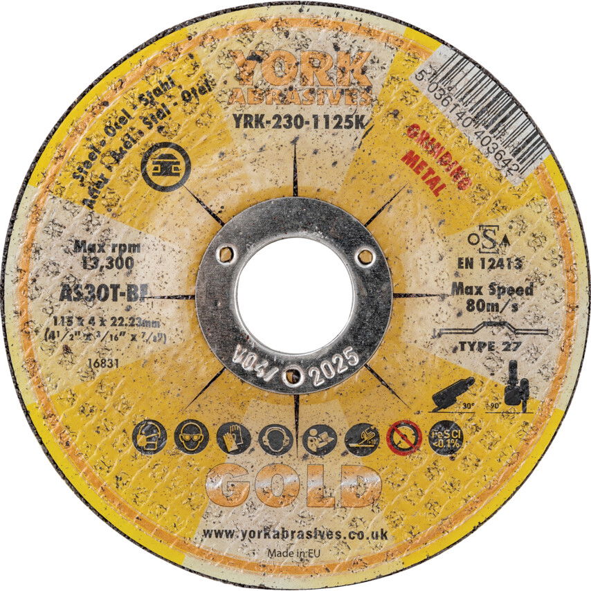 York Abrasives Gold 115X4X22.23MM AS30T-BF DPCTISZTÍTÓKORONG termék fő termékképe