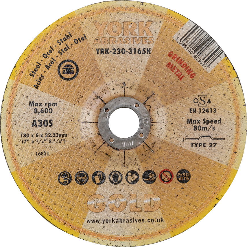 York Abrasives Gold 115X6X22.23MM A30S DPC TISZTÍTÓKORONG termék fő termékképe