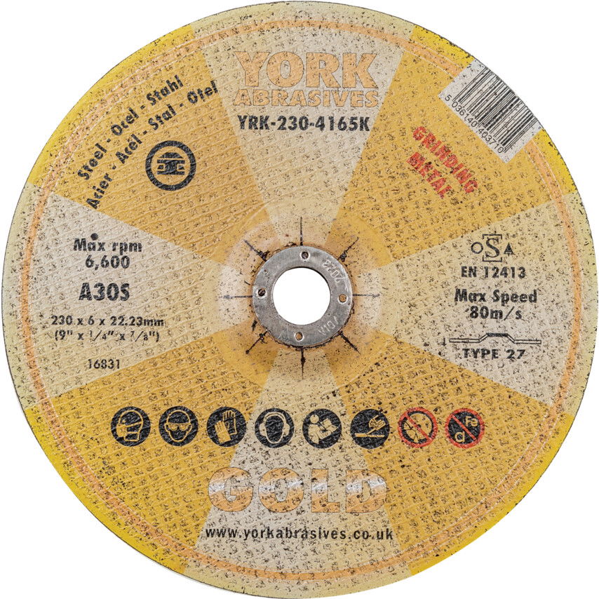 York Abrasives Gold 230X6X22.23MM A30S DPC TISZTÍTÓKORONG termék fő termékképe