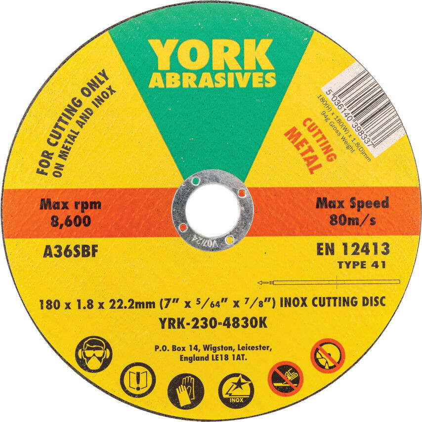 York 180X1.8X22.23MM A36SBF INOX VÁGÓKORONG,T41 termék fő termékképe