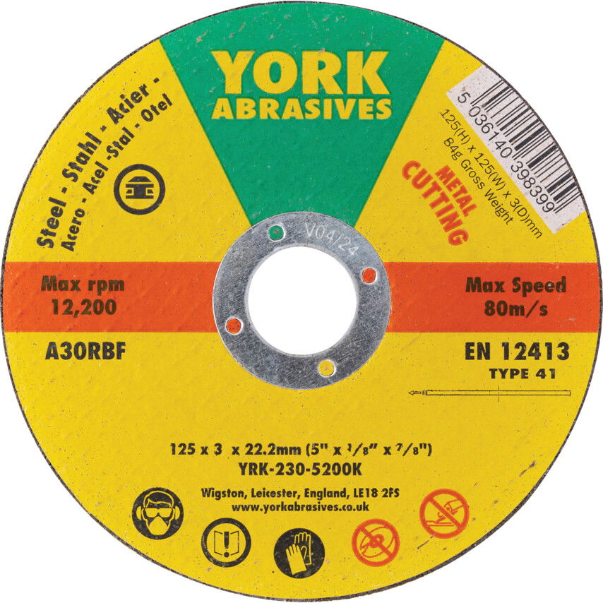 York 125X3X22.23  A30RBF LAPOS VÁGÓKORONG T41 termék fő termékképe