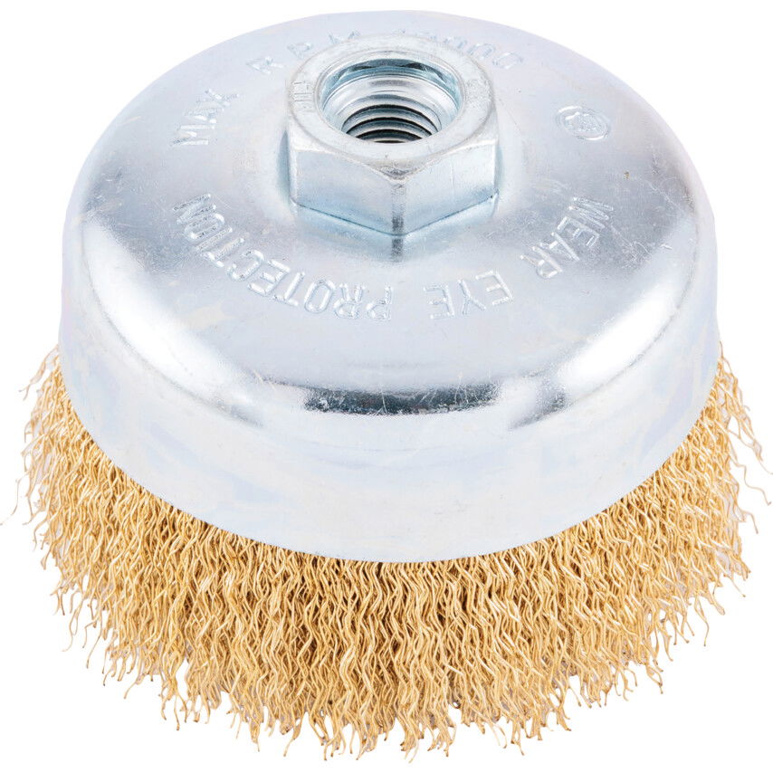 York 100 mm-es, M14 menetes, csomózott szálas csészecsiszoló kefe, Sárgarézzel bevont acélhuzal, 30 SWG termék fő termékképe