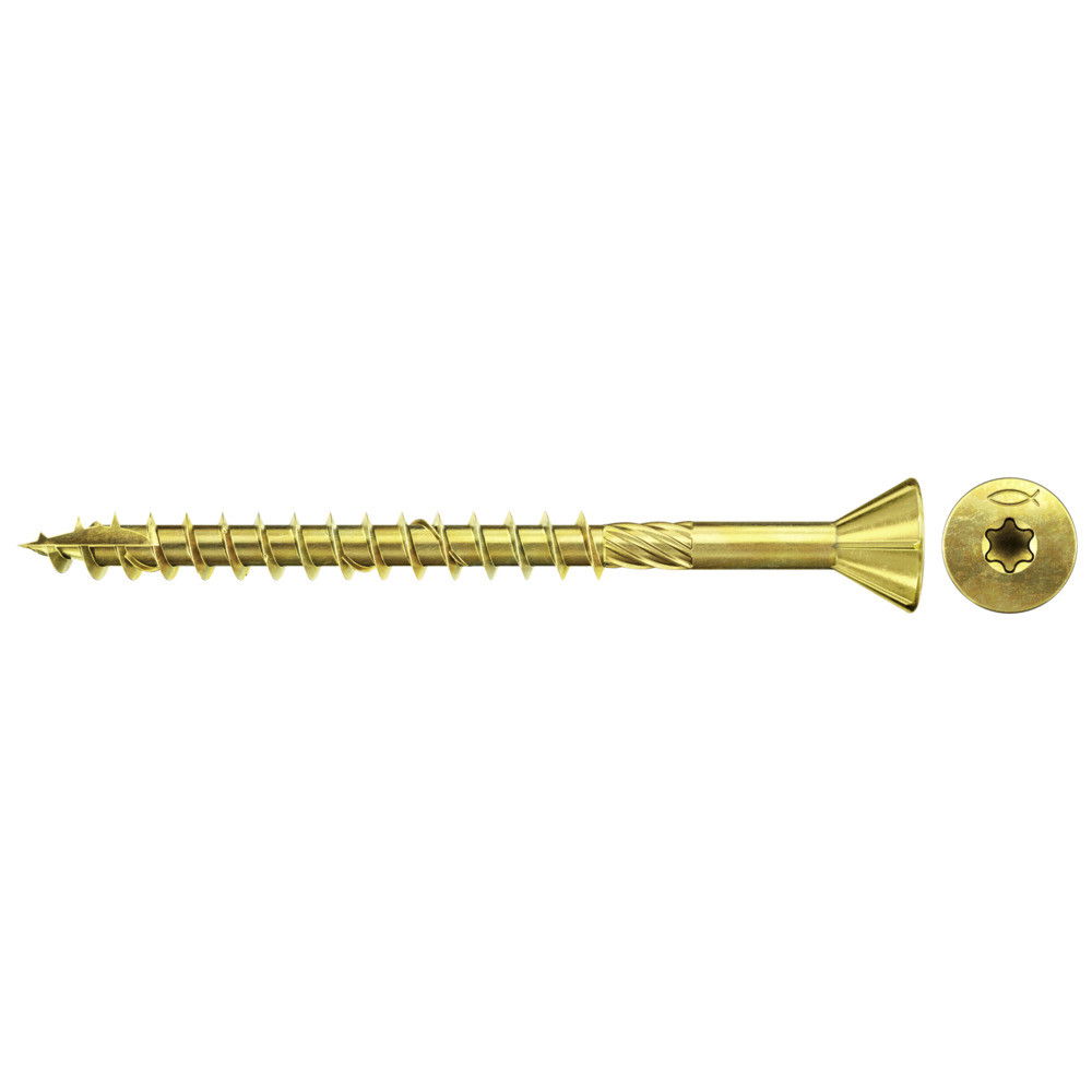 Fischer FDF-ST 4.0 x 60 YZP 100 süllyesztett fejű 75°, sárgára horganyzott, részmenetes MDF csavar, TX behajtással, 100 db/csomag termék fő termékképe