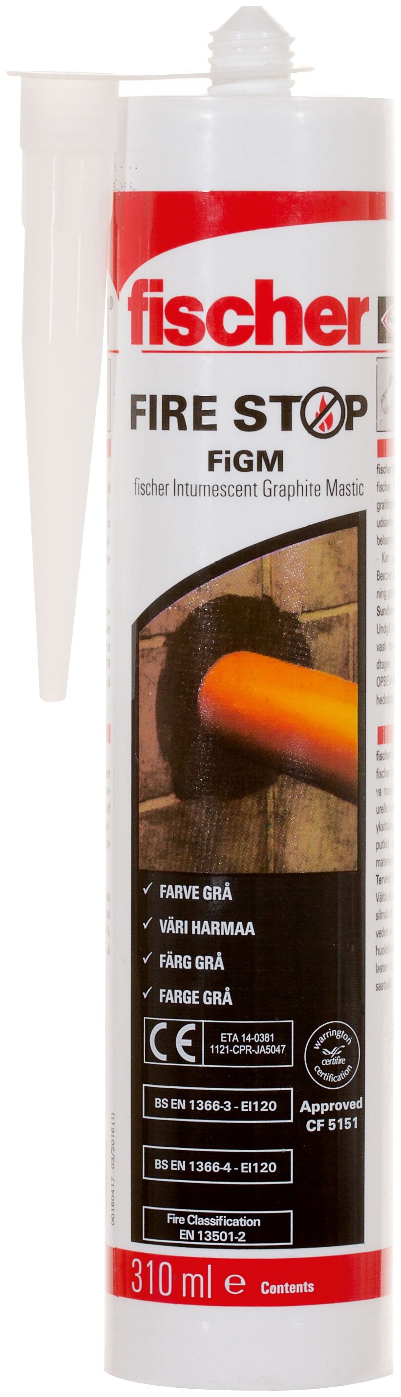 Fischer FiGM hőre habosodó grafit tűzálló paszta (DE/EN/FR/IT), 310 ml termék fő termékképe