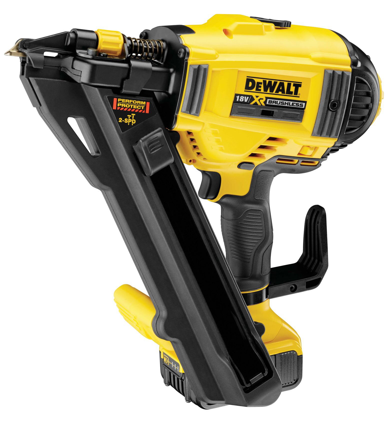 Dewalt DCN693P2 szénkefe nélküli akkus konzolszegező (2 x 5.0 Ah Li-ion akkuval, kofferben) termék fő termékképe