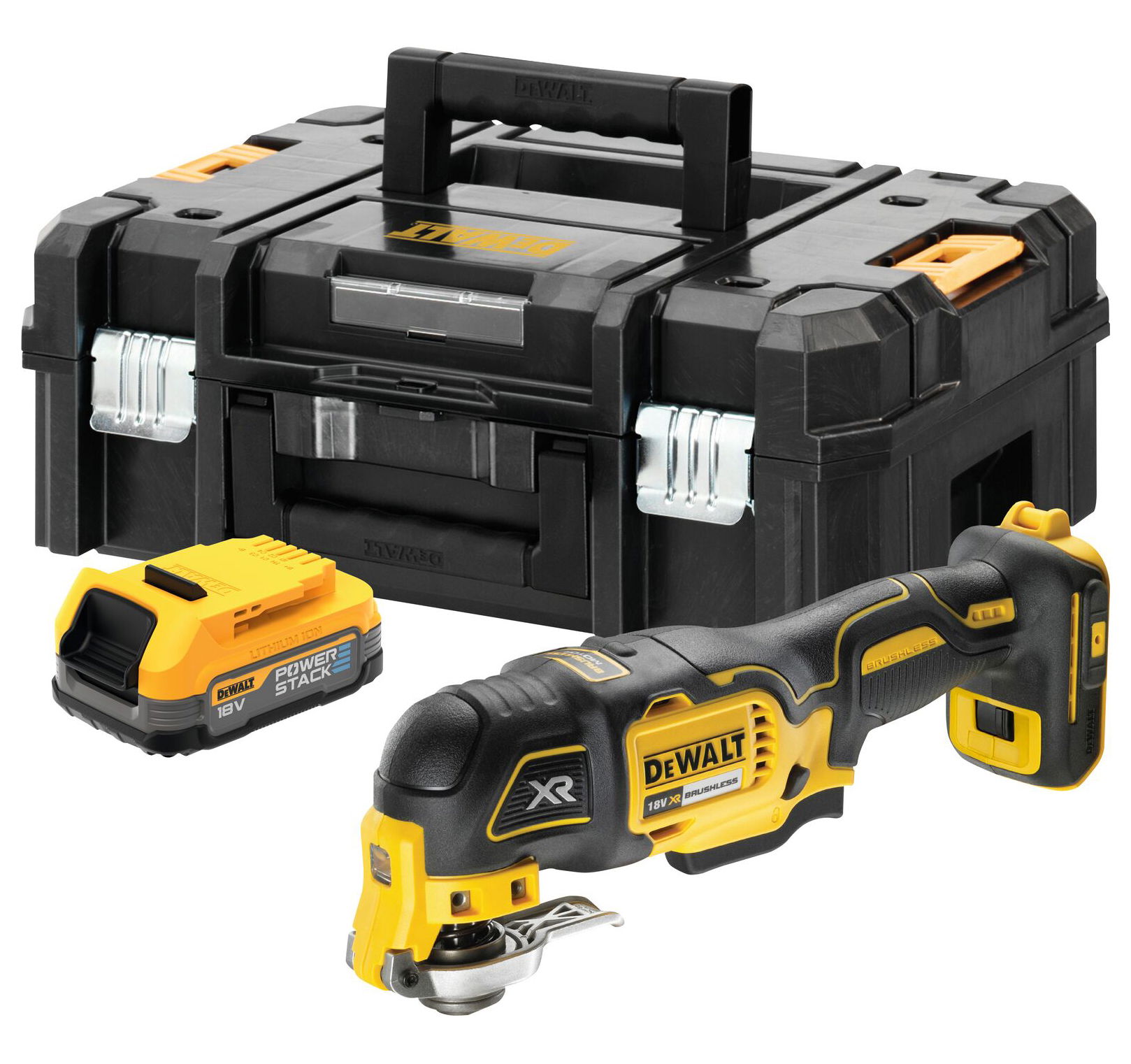 Dewalt DCS356E1T szénkefe nélküli akkus multifunkciós gép (1 x 1.7 Ah Powerstack Li-ion akkuval, kofferben) termék fő termékképe