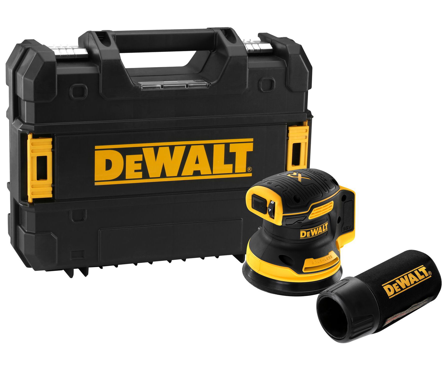Dewalt DCW210NT szénkefe nélküli akkumulátoros excentercsiszoló (akku és töltő nélkül, kofferben) termék fő termékképe
